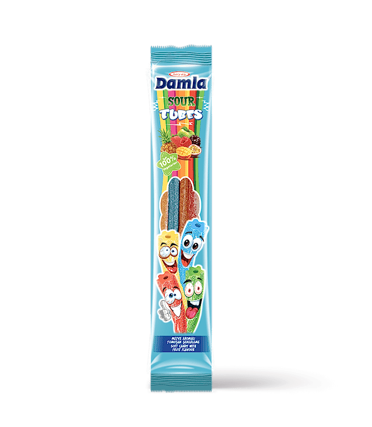 Damla Sour Tubes - Meyve Aromalı Yumuşak Şeker