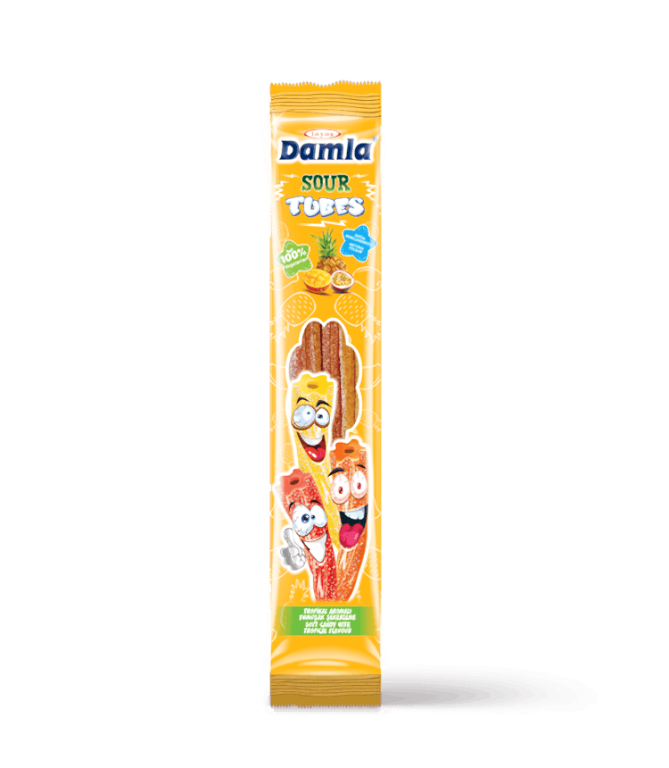 Damla Sour Tubes - Tropikal Aromalı Yumuşak Şeker