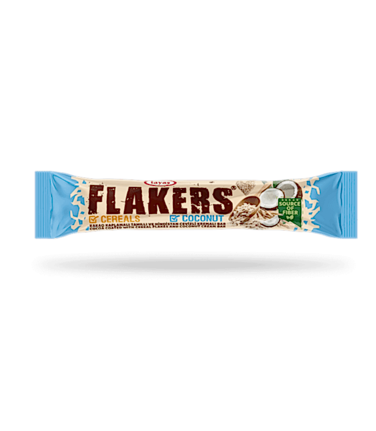 Flakers - Kakao Kaplamalı Tahıllı ve Hindistan Cevizli Kremalı Bar