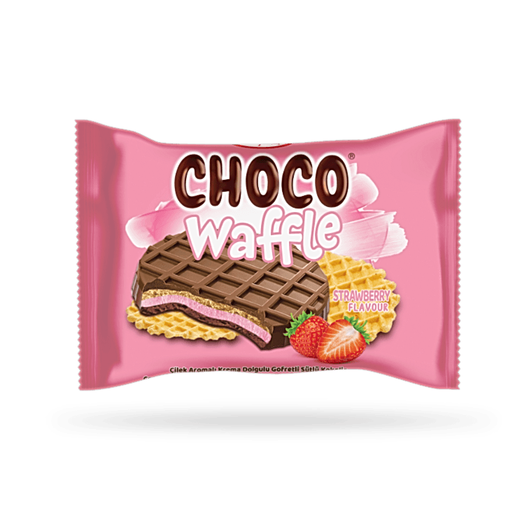 Chocowaffle - Çilek Aromalı Krema Dolgulu Gofretli Sütlü Kokolin