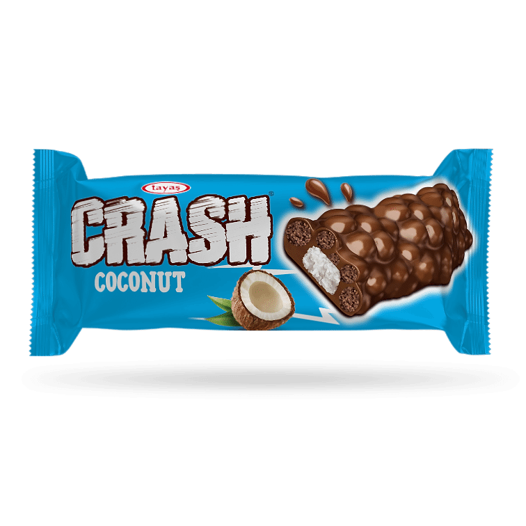 Crash - Kakao Kaplamalı, Mısır ve Pirinç Patlaklı, Hindistan Cevizli Bar