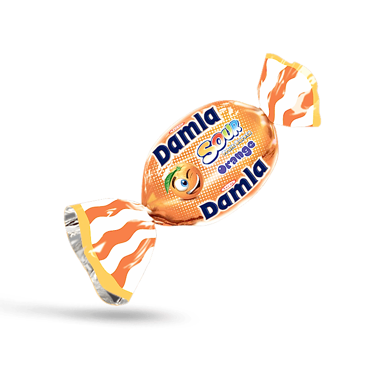 Damla Sour - Portakal Aromalı Toz Dolgulu Yumuşak Şekerleme