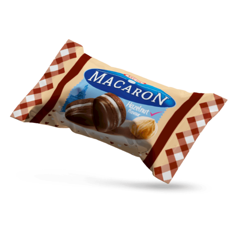Macaron - Fındık Aromalı, Krema Dolgulu, Pirinç Patlaklı Sütlü Kokolin
