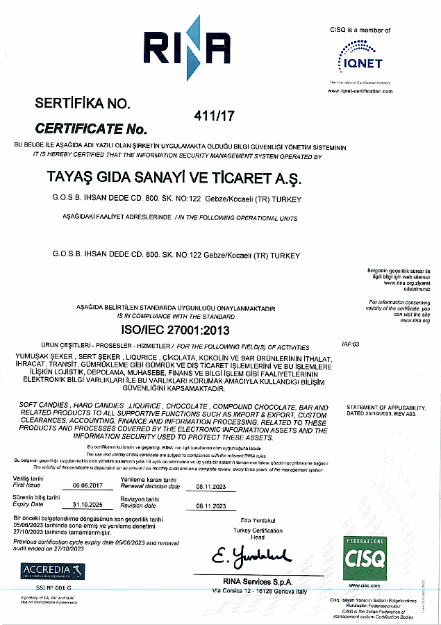 Sertifikalarımız